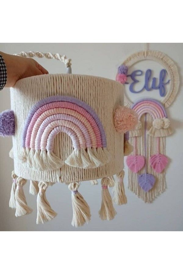 Desen Triko-Chandelier and Named Macrame Door Ornament Set 1