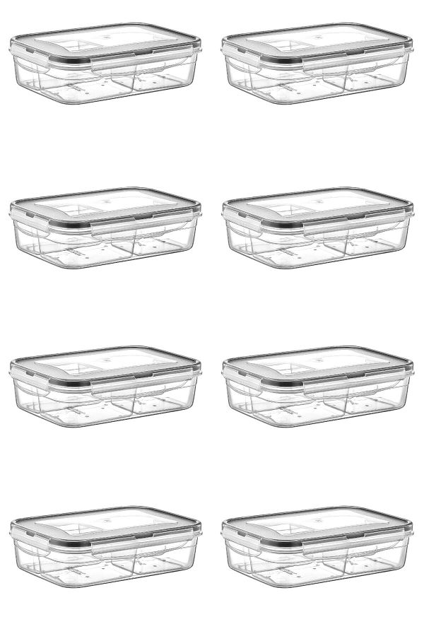 Buffer-® 8 Pieces 4-Compartment 1 Liter Food Storage Container with Leak-Proof Gasket and Lockable Lid -lc520 1