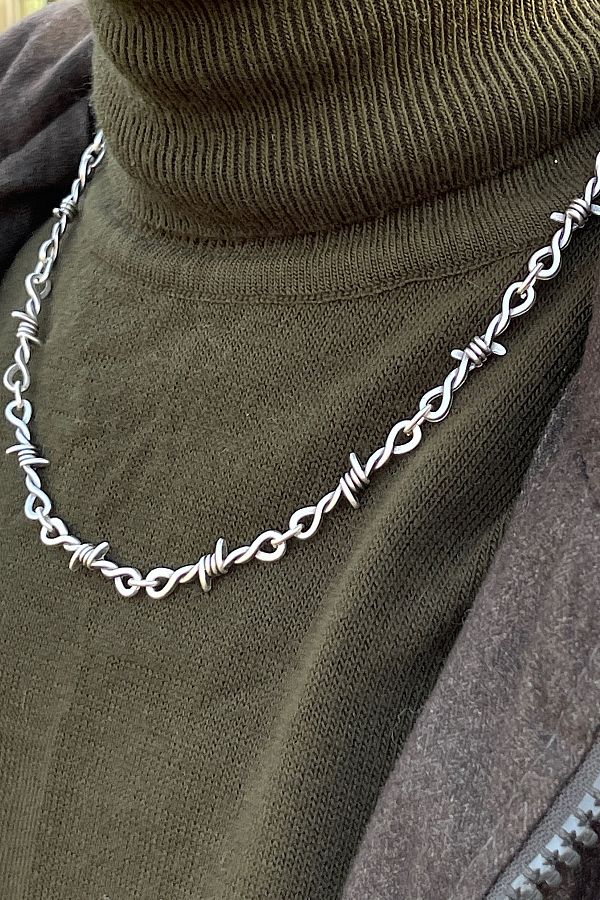 capo by aytaç yamaç Barbed Wire Necklace 60cm Silver Plated Men's Necklace  - Trendyol