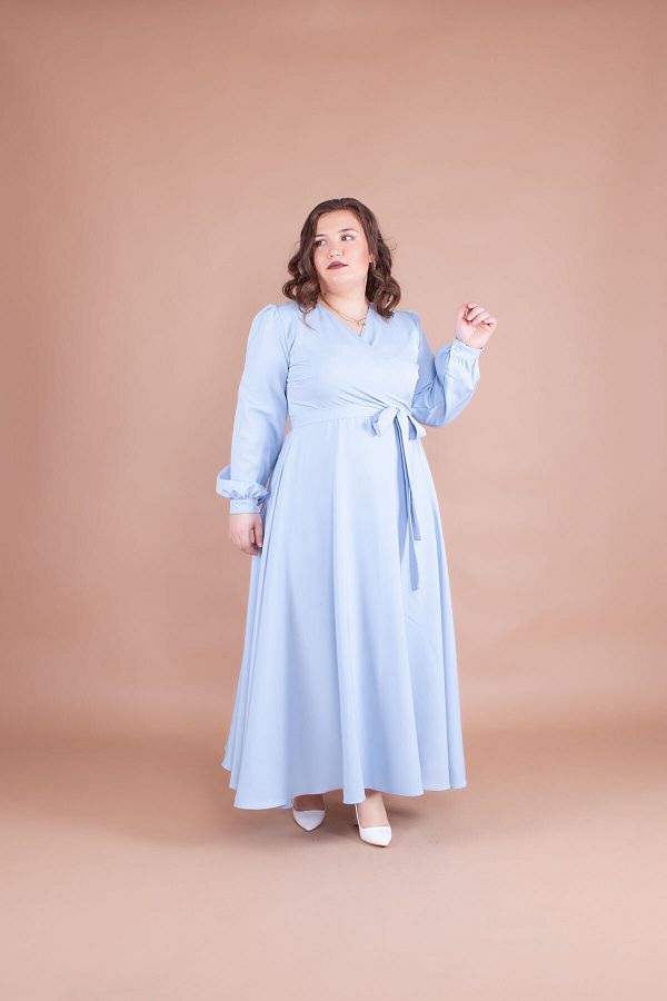 Bidoluelbise Women s Baby Blue Plus Size Maxi Dress Trendyol