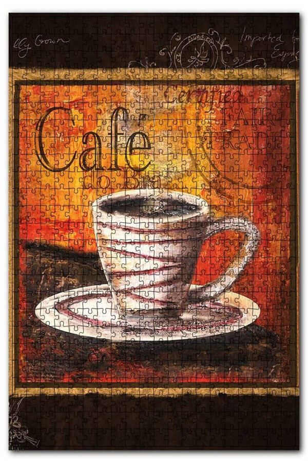Cakapuzzle-Cafe Do Bra Fair Trade Coffee Enjoyment Poster Leathered 1000 Piece Puzzle Jigsaw Puzzle Mdf (wood) 1