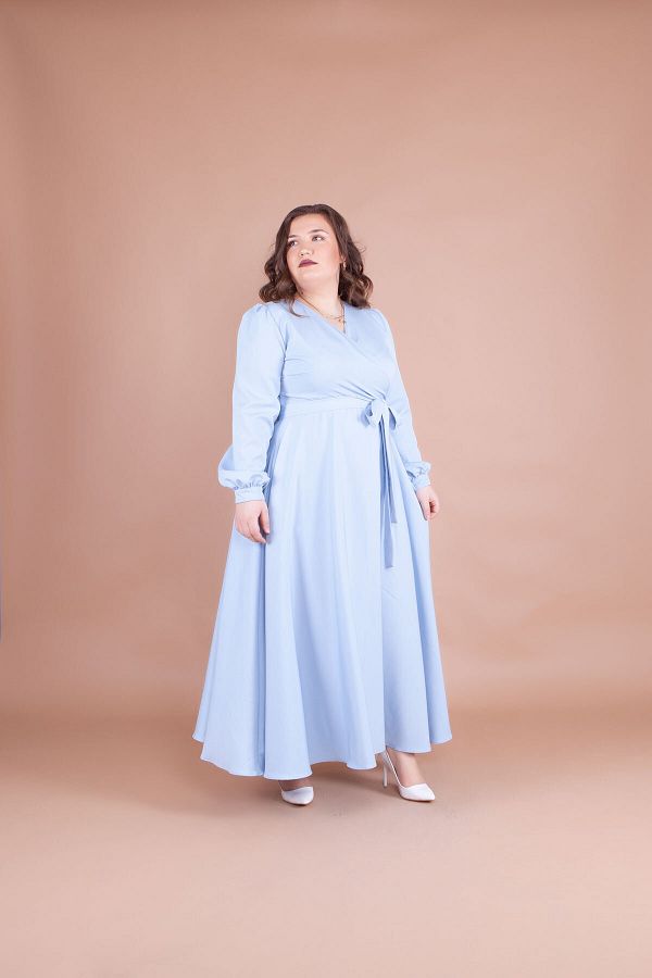 Bidoluelbise Women s Baby Blue Plus Size Maxi Dress Trendyol