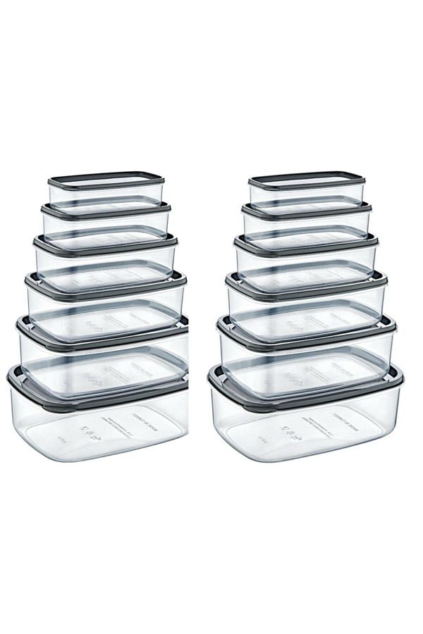 Buffer-® 2 Pieces Set of 6 Rectangular Transparent Storage Containers - Ak528 1