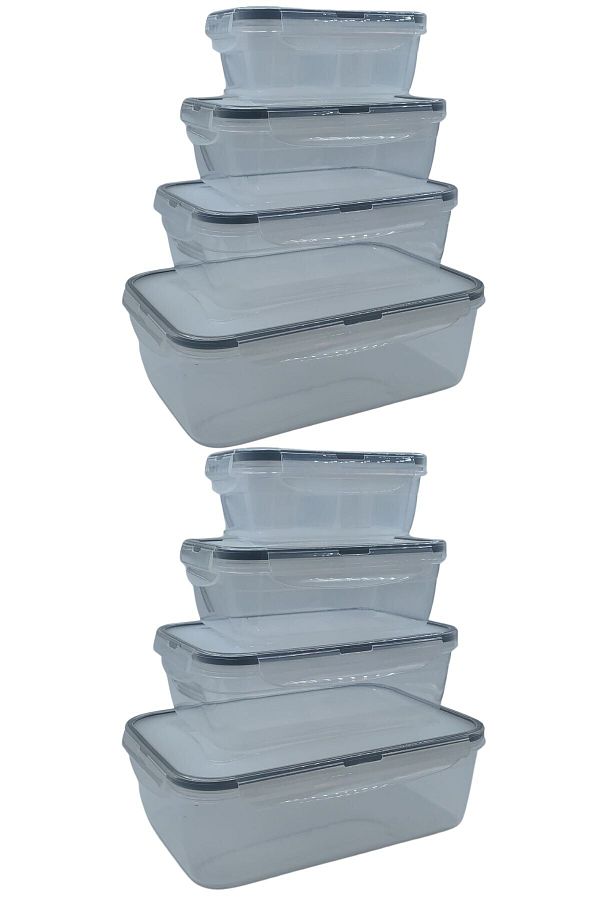 Buffer-® 2 Pieces of 4 Plastic Food Storage Containers with Inner Seal and Lockable Lids LC315 1