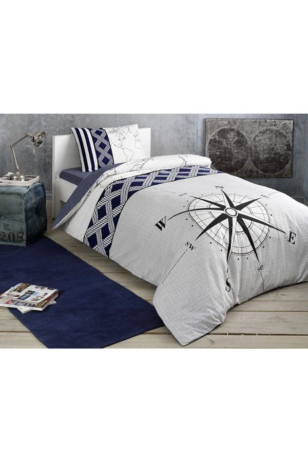 Taç-Single Duvet Cover Set Navi Navy Blue 1