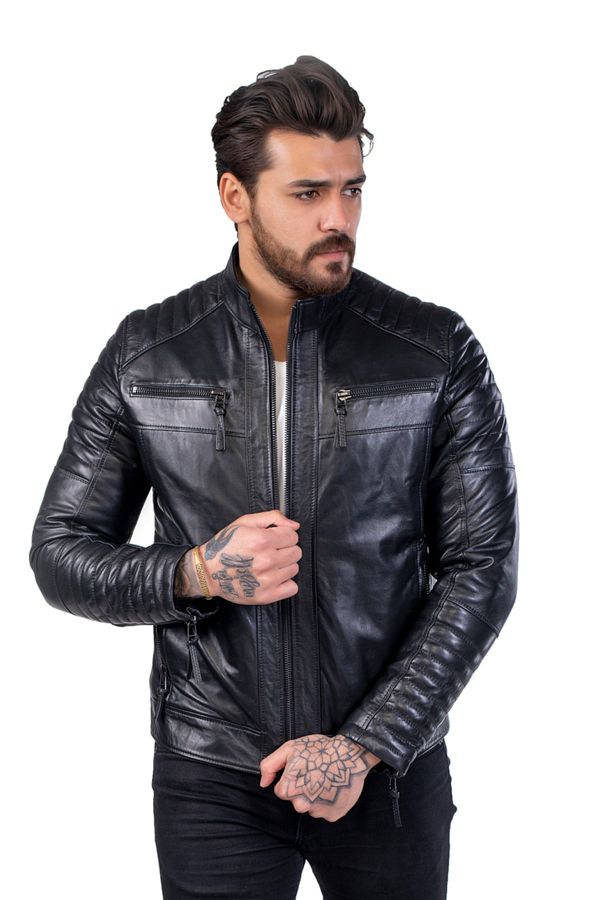 Used black leather jacket discount