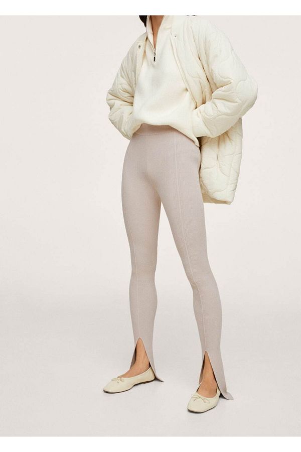 MANGO Women s Light Pastel Gray Leg Slit Tights Trendyol