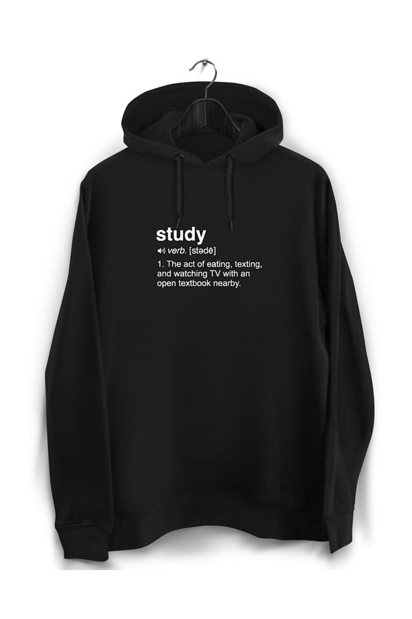 YEACHY-Unisex Black Funny Student Gifts Study Printed Sweatshirt 1