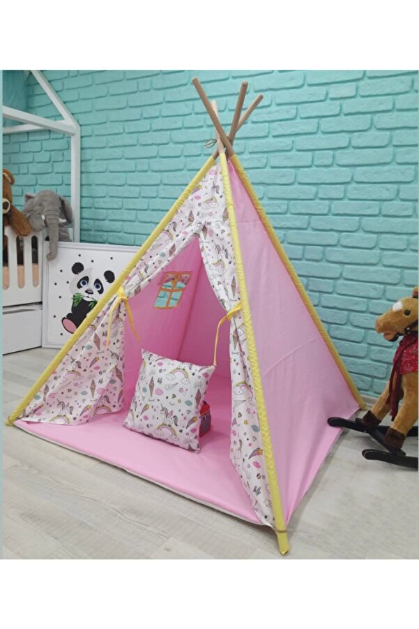 miniks Ahşap Çoçuk Çadırı Kızılderili Çadırı Oyun Evi Kamp Çadırı