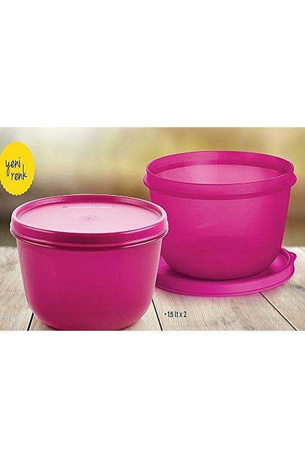 Tupperware-Miracle Refrigerator Storage Container 1.5lt Set of 2 Fuchsia Esc 1