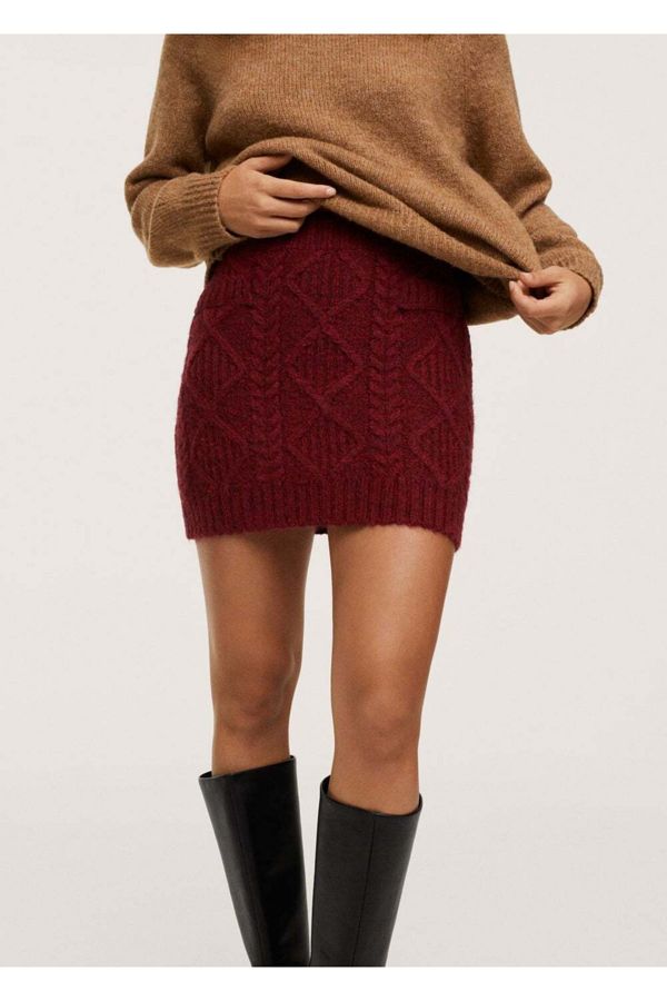MANGO Skirt Burgundy Mini Trendyol