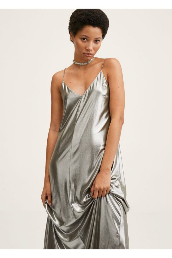 MANGO Metallic Long Dress Trendyol