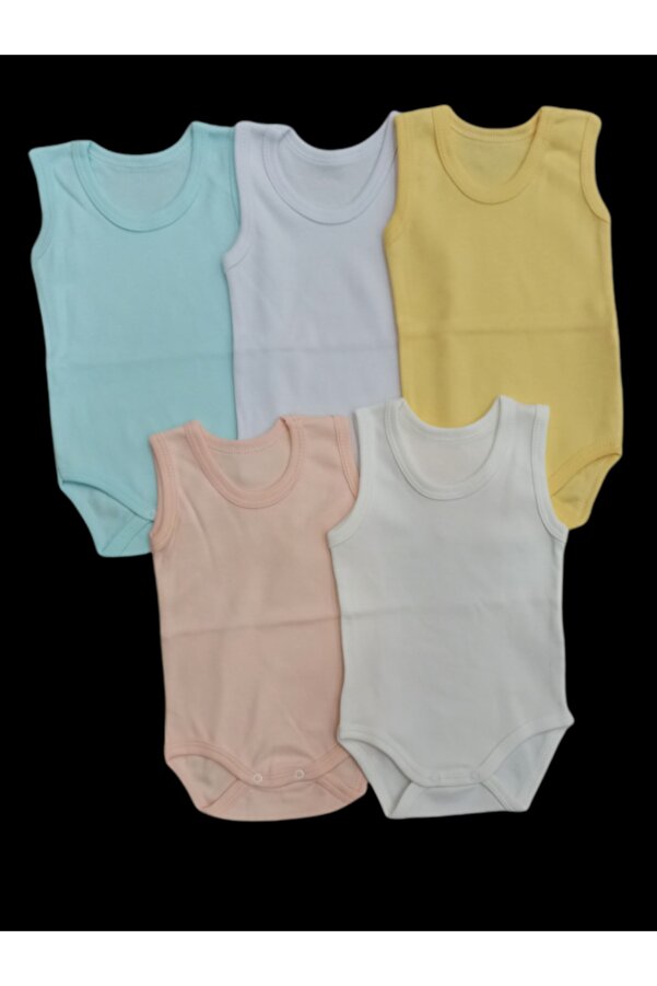 özdemirli bebe Askılı Basic Bisiklet Yaka Atlet Çıtçıtlı Badi 5li Paket 0-48 Ay