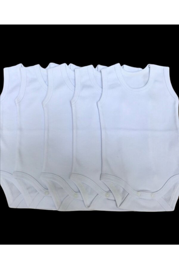 özdemirli bebe Askılı Basic Bisiklet Yaka Atlet Çıtçıtlı Badi 5li Paket Beyaz Renk 0-48 Ay