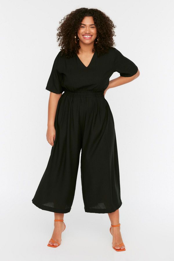 Trendyol Curve-Schwarzer Overall mit Taillendetails TBBSS22BG0017 1