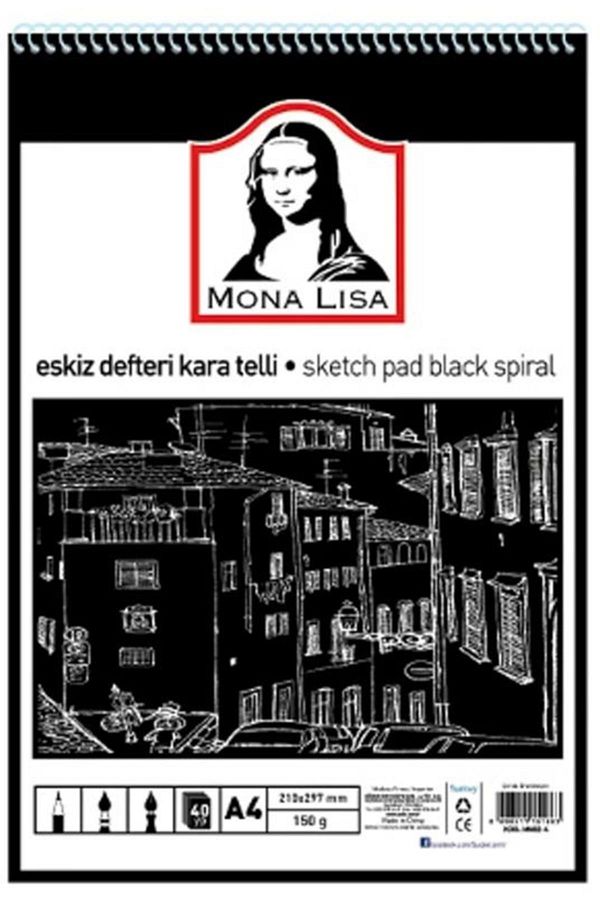 Südor-Mona Lisa Black Sketchbook A4 Spiral 40 Sheets Mn02-4 1