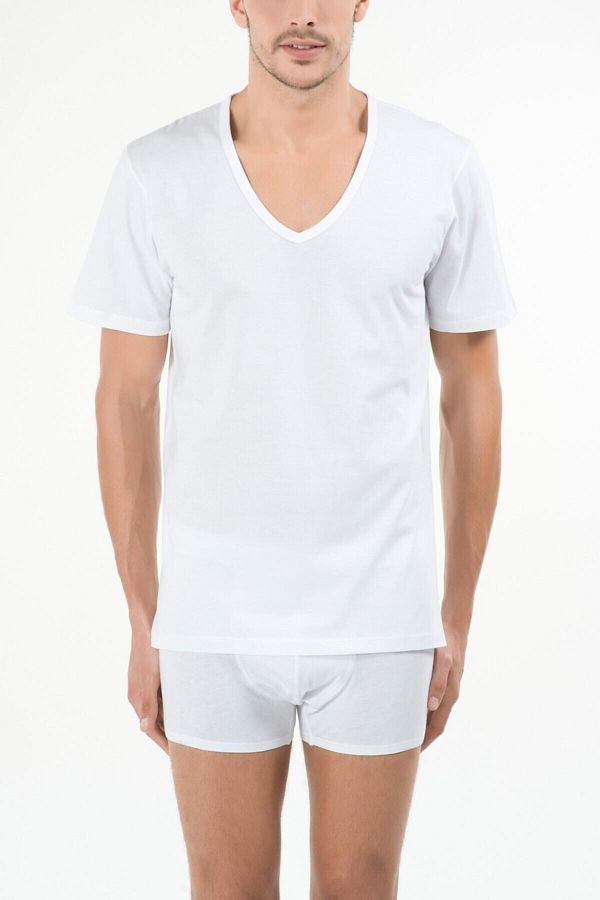 Kom-Men's White Enrico 2-pack V-neck T-shirt 44ts10011beya 1