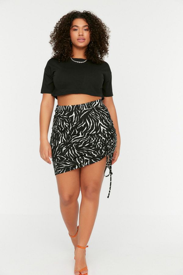 Trendyol Curve-Plus Size Multicolor Animal Print Knitted Skirt - Tbbss22Et00001 1