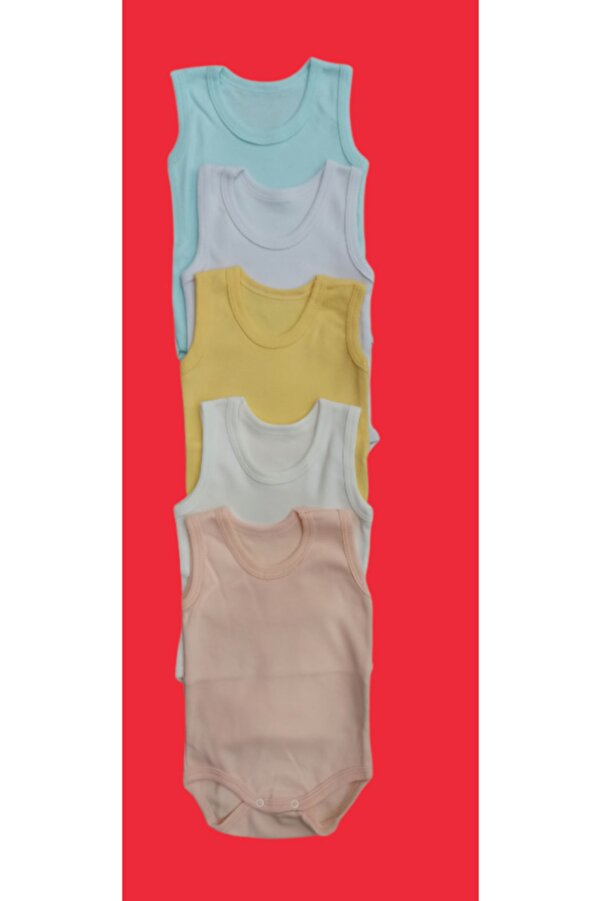 özdemirli bebe Askılı Basic Bisiklet Yaka Atlet Çıtçıtlı Badi 5li Paket 0-48 Ay