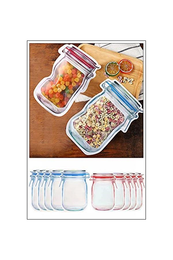 Egehome-- 10 Pcs 2 Size Jar Looking Ziplock Bags 5pcs. 500ml+5ad. 620ml 1