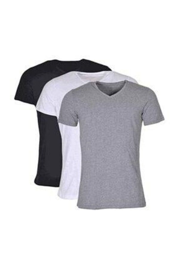 Tutku-Tricou pentru bărbați, cu decolteu în V, cu jumătate de mânecă, cu nervuri 1