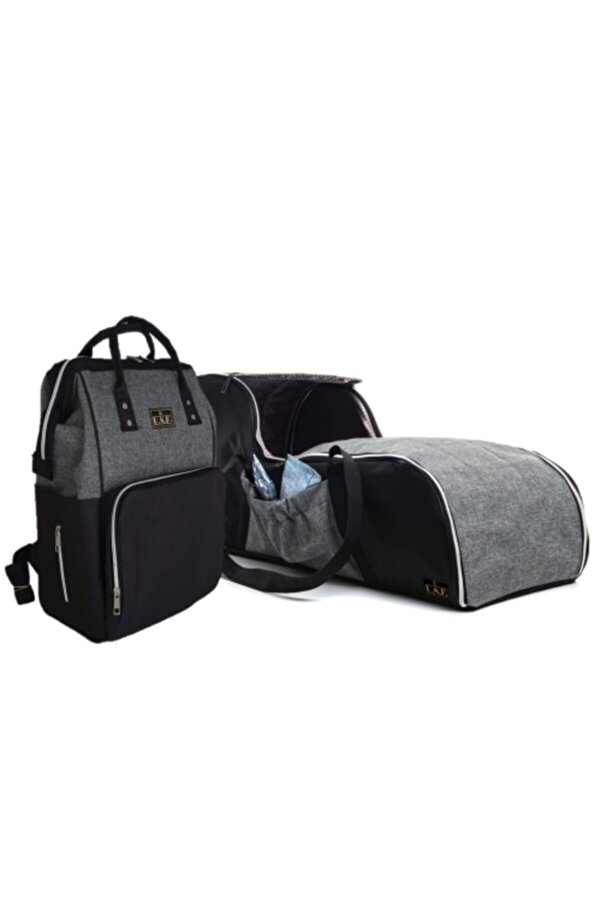 USF Anne Bebek Bakım Çantası Portbebe Ana Kucağı Puset Bebek Taşıma - Gri Siyah - Gri Siyah