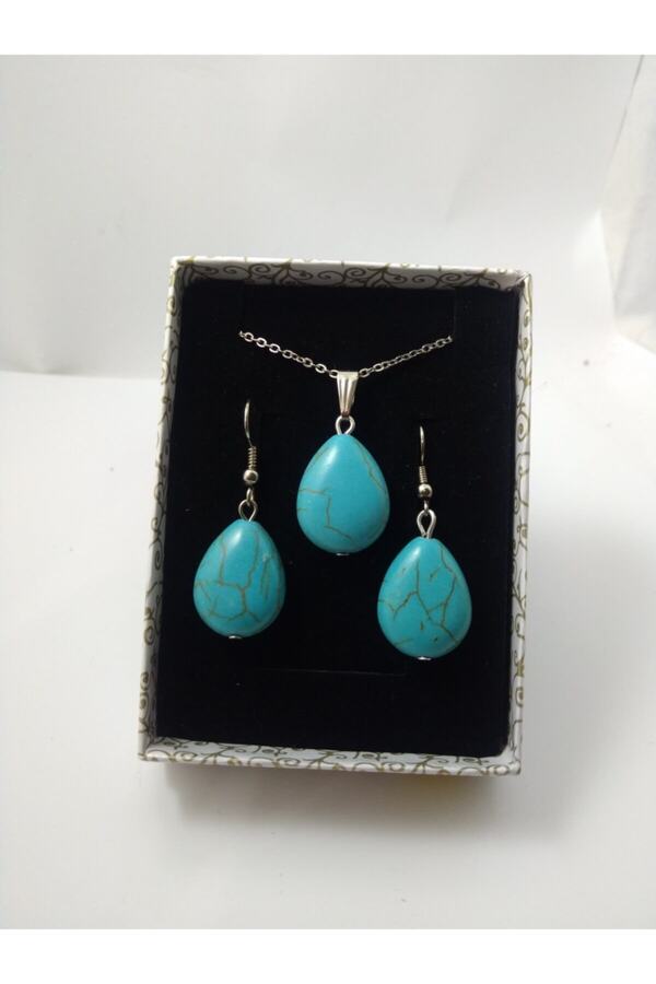 BalıkHediyelik-Natural Stone Necklace and Earring Set 1