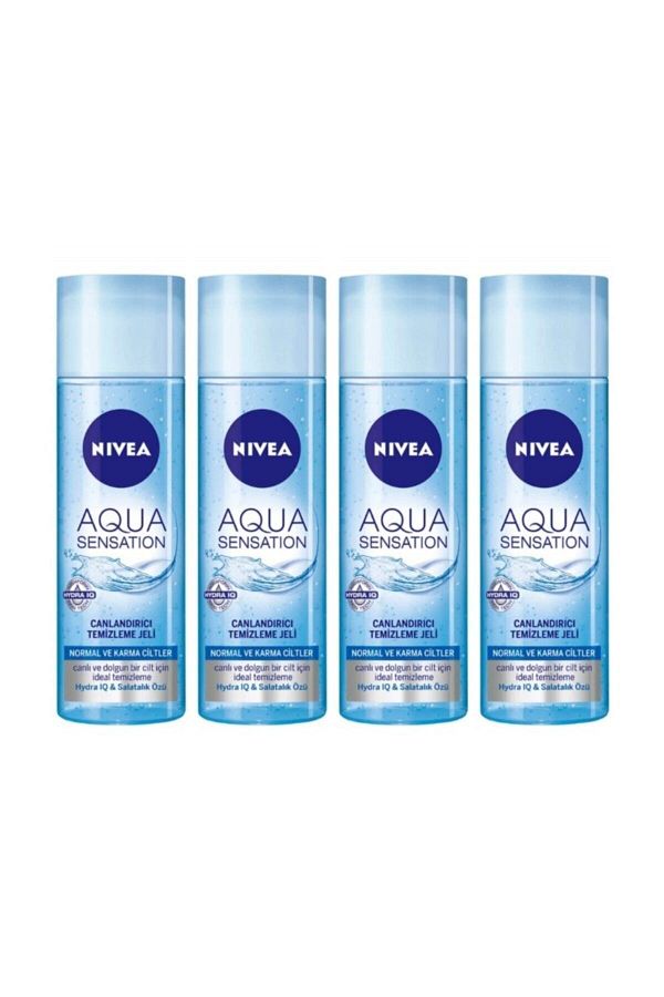 NIVEA-Aqua Sensation Refreshing Cleansing Gel for Normal and Combination Skin 200ml X Set of 4 1