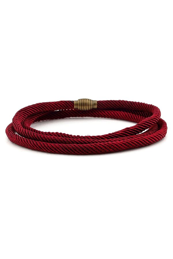 Solfera-Men's Three Sira Wrap Magnetic Clip Claret Red Color Bracelet BT466 1