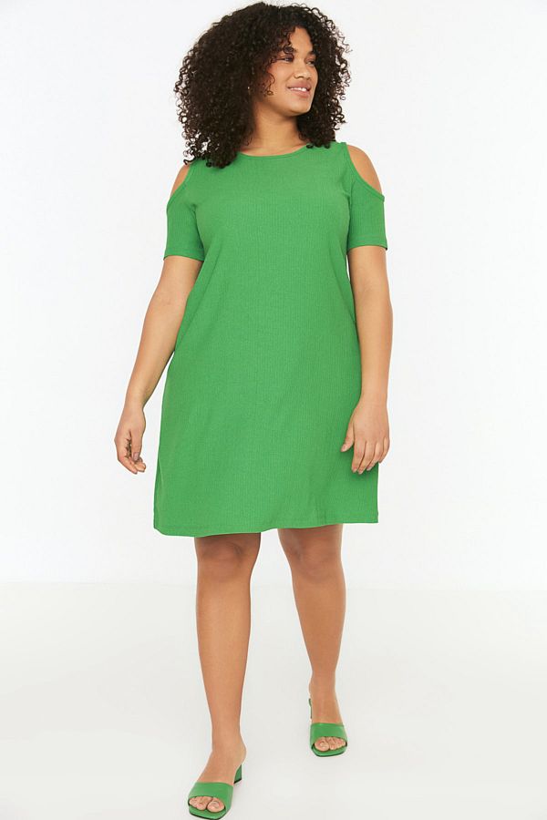 Trendyol Curve Green A line Cut Out Detailed Knitted Dress TBBSS22EL2986 Trendyol