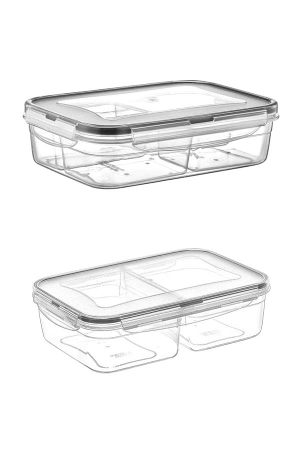 Buffer-® 2 Compartments 1 Liter Food Container + 4 Compartments 1 Liter Food Storage Container with Leak-Proof Locking Lid 1
