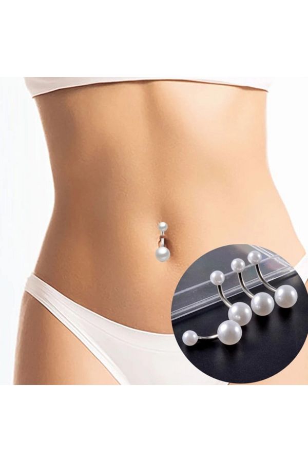 Bylin Surgical Steel Pearl Belly Piercing Bar 12 Mm 1 Piece Trendyol