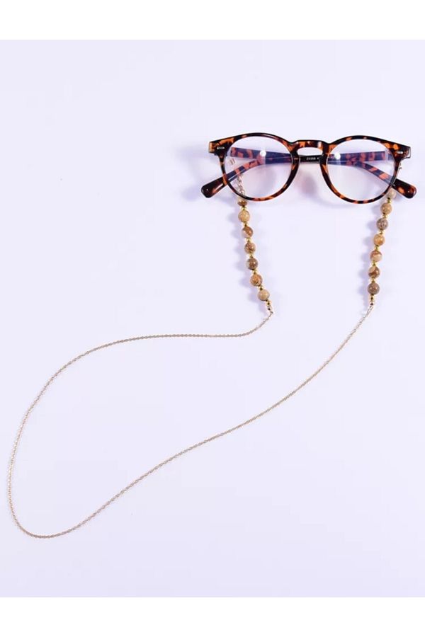 platin hediyelik-Women's Jasper Stone Natural Stone Sunglasses Chain Beaded Glasses Rope Strap 1