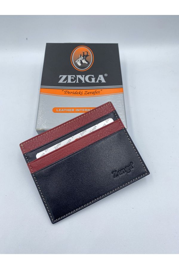 Zenga-محفظة رجالية أصلية من الجلد الطبيعي ذات جودة عالية باللون الأسود - بورجوندي 1
