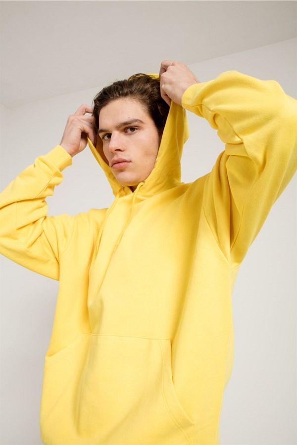 JAHR MARC-Yellow Oversized Men's Hooded Sweatshirt with Front Pocket 1