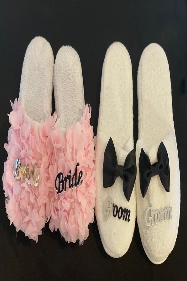 Bride and groom slippers top