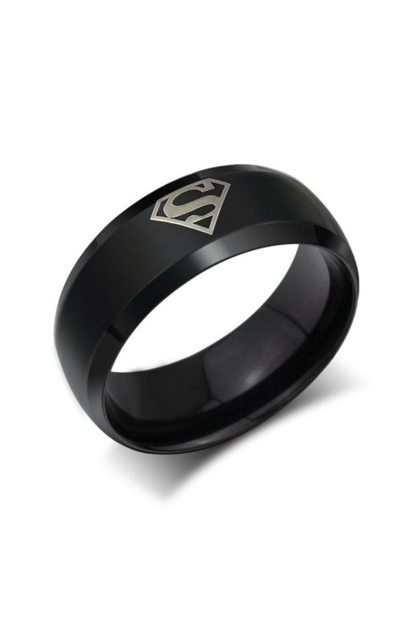 Kuzgunshop Black Superman Ring Colorful 8mm Stainless Steel Wedding Ring Trendyol