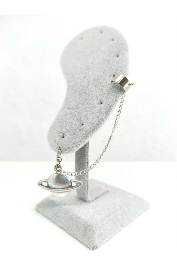 Fugusugu-Gothic Chain Tragus Compression Earrings with Saturn Object 1