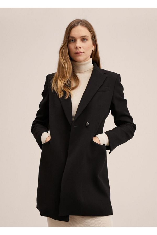 MANGO Coat Black Fitted Trendyol