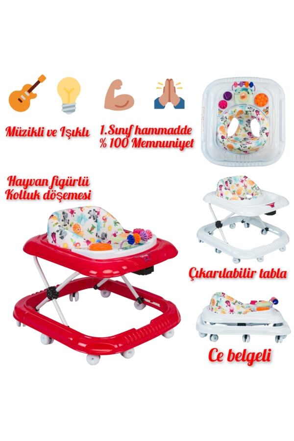 YOGH Müzikli Yürüteç Örümcek Yürüteç Ilk Adım Araba Bebek Yürüteci