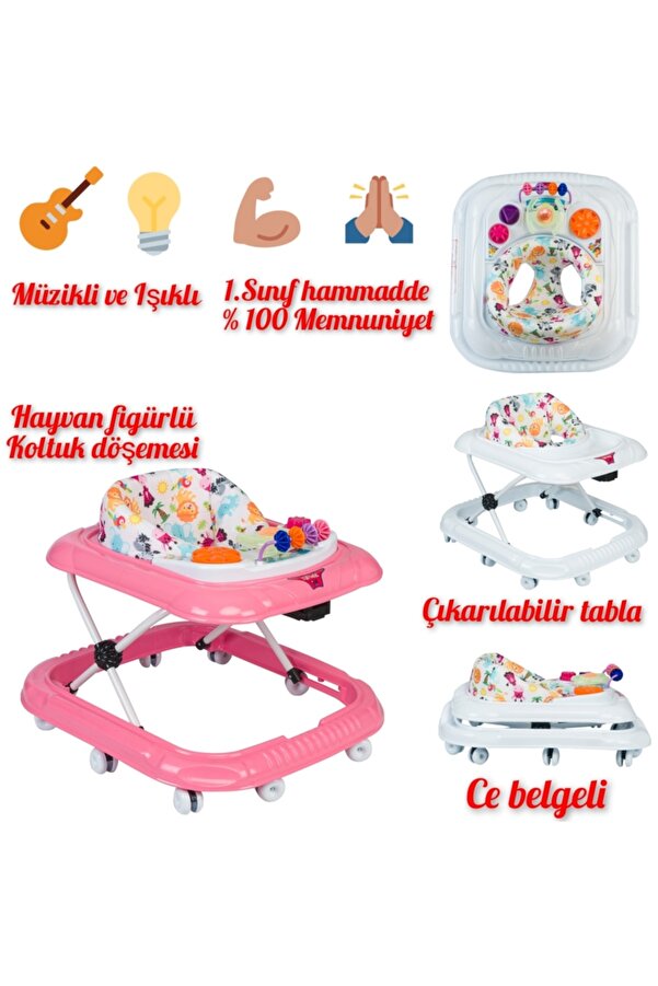 4KİDS Bebek Müzikli Yürüteç Dido Müzikli Bebek Yürüteç Örümcek Gri