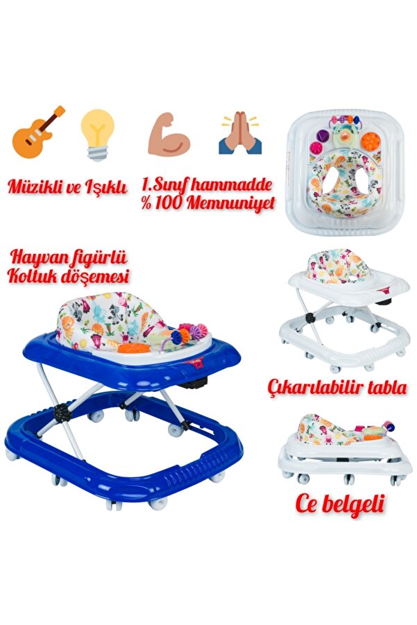 4KİDS Bebek Müzikli Yürüteç Dido Müzikli Bebek Yürüteç Örümcek Gri