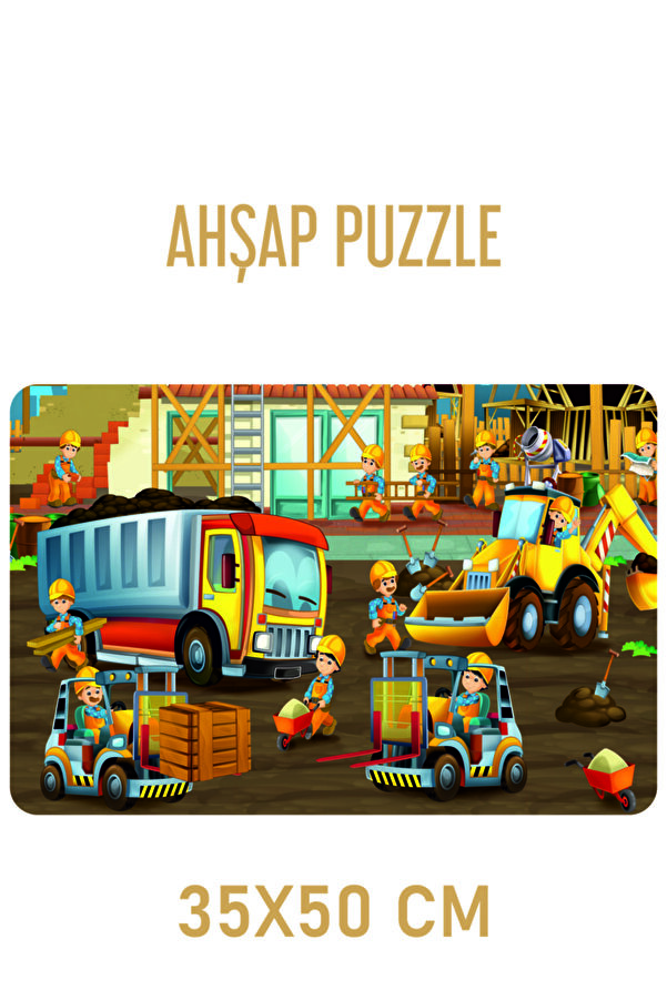 LİPYOS 200 Parça Iş Makineleri Ve Inşaat Sahası Ahşap Puzzle