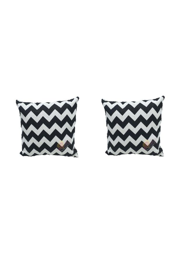 Premier-Black Zigzag Duck Linen Throw Pillow Cover 2-Piece 1