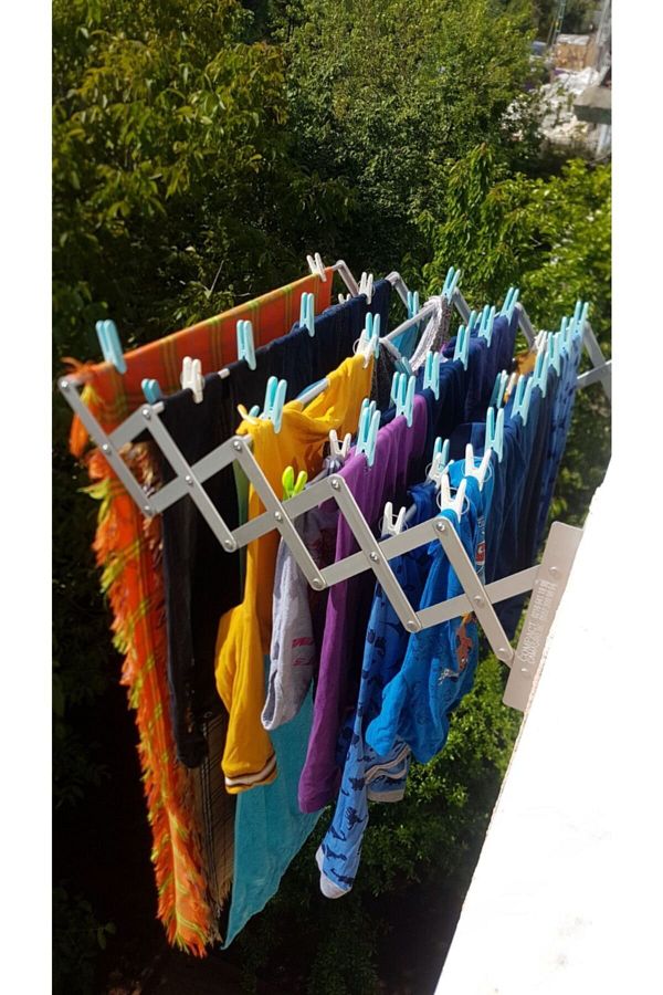 COMPACT Accordion Brand New Generation Clothes Drying Rack 80 cm 9 Hangers Trendyol