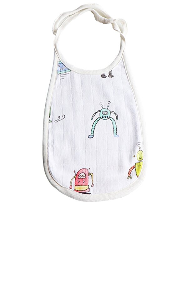 MAMMA VIA BABY Çocuk Beyaz Robots Mama Önlüğü