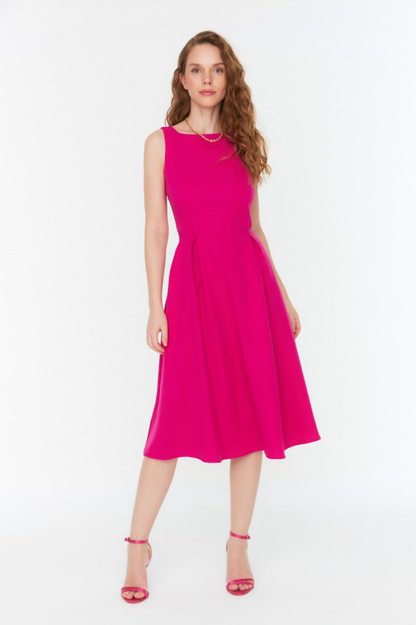 Trendyol Collection-Fukszia derékra nyíló redőzött Midi szőtt ruha TWOSS20EL0980 1