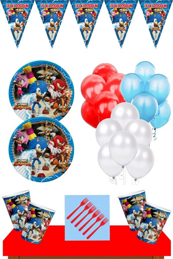 Sonic Boom-Party Supplies 16 Person Birthday Ornaments Set Economic Red 1