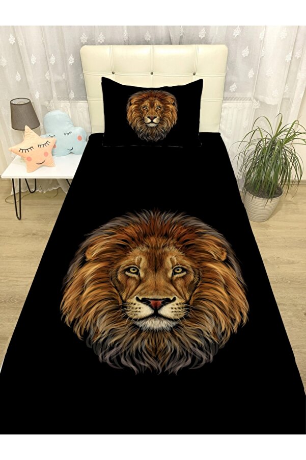 Evpanya Aslan Desenli Yatak Örtüsü Ve Yastık