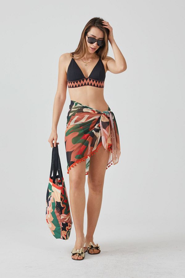 Tropical pom pom beach dress cheap